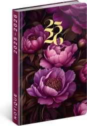 NOTIQUE 18-monatiger Kalender Petito – Violette Blumen 2025/2026, 11 x 17 cm