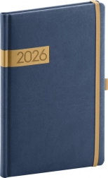 Wöchentlicher Kalender Blau-Gold Twill 2026