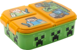 Kinder-Snackbox MINECRAFT mit 3 Fächern, orange‑grün
