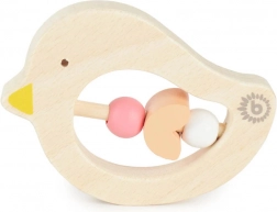 Bieco Beißring aus Holz mit rosa Perlen – Vögelchen