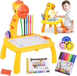 Kinderprojektor Giraffe mit Zeichentisch und 12 Filzstiften – Giraffe