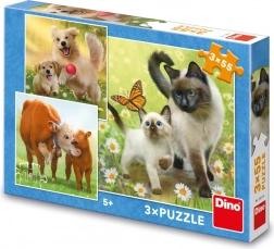 Kinderpuzzle Tierfamilien 3×55 Teile