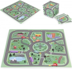 Große Schaumstoff-Puzzlematte für Kinder – Stadt, 90,5 × 90,5 cm, 21 Teile, ECOTOYS