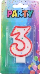 Partykerze Nummer 3 rot