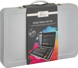 Satz von Kunstbedarf im Blechkoffer