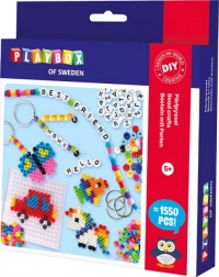 Bügelperlen PLAYBOX – Set mit Perlen, Armbändern und Anhängern, 1550 Stück
