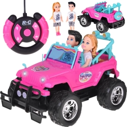 Rosa RC-Geländeauto für Puppen mit 2 Figuren