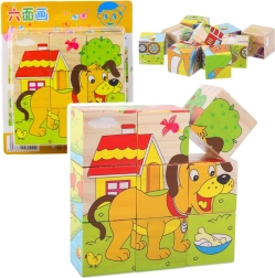 Holzpuzzle-Würfel Bauernhof – 6 Tiermotive