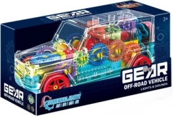 Transparentes Offroad-Auto mit Getrieben und Lichteffekten