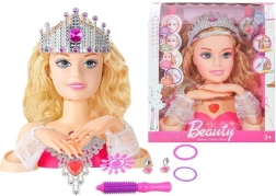 Puppen-Styling-Kopf mit Krone und Zubehör