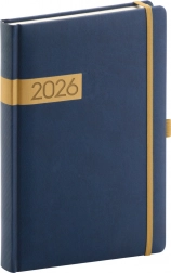 Tagesplaner Twill blau-gold 2026