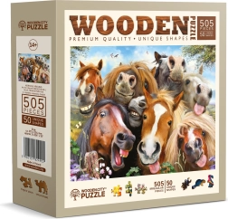 Holzpuzzle beidseitig Pferde überall 505 Teile WOODEN CITY