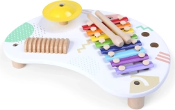 ECOTOYS hölzerischer Musikspieltisch mit Becken und Xylophon für Kinder ab 18 Monaten