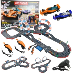 Rennbahn 3-in-1 mit beleuchteten Loopings, Autos und Controllern 560 cm