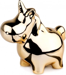 Goldene keramische Spardose Einhorn mit glänzender Spiegeloberfläche 18 × 10,5 cm