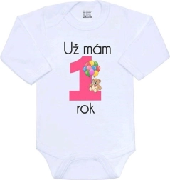 Babybody mit Aufdruck New Baby Ich bin schon 1 Jahr alt, rosa, Gr. 86