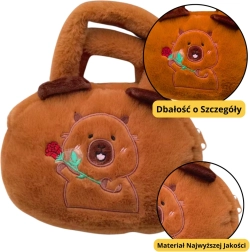 Plüsch-Tasche mit Capybara und rosa Braun 20 cm
