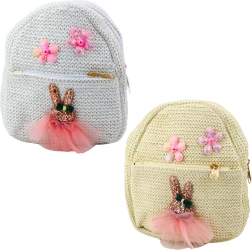 Kinder-Rucksack mit Stickerei Häschen im Kleid Blumen