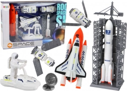 Kosmisches Set für Kinder mit Rakete, Space Shuttle und Satelliten, 8 Teile