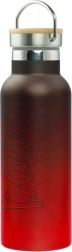 BAAGL Thermosflasche mit Bambusdeckel Gradient Rot-Schwarz