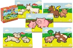 Holzpuzzle Meine ersten Tiere – Bauernhof, 6 Puzzles mit je 3 Teilen