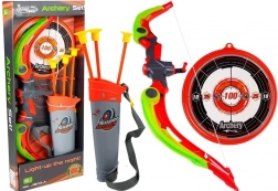 Bogen mit Schild + 3 Pfeile mit Saugnapf Grün