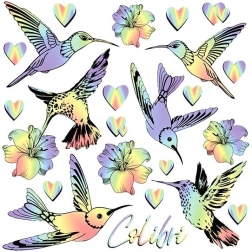 Bügelbilder Regenbogen-Kolibris – kleiner Bogen 15 × 21 cm