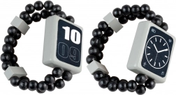 Holz-Doppelarmbanduhr für Kinder mit Gummiband, schwarz