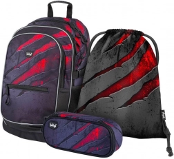 Baagl Schulset Core Lava – Rucksack, Federmäppchen und Turnbeutel