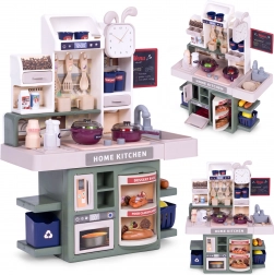 Kinderküche mit Geräuschen, LED-Lichtern, Dampfgenerator, 35 Zubehörteilen