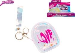 Glamour Mini‑Rucksack – holografischer Schlüsselanhänger LOVE