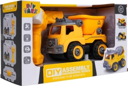 zerlegbarer Baustellenkipper mit Bohrer und Schraubendreher