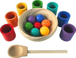 2Kids Toys Regenbogen-Kugeln und -Becher – Montessori-Set mit 7 Farben