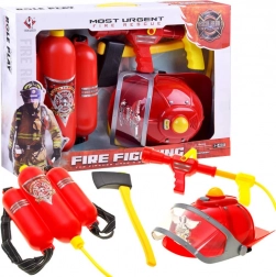 Feuerwehr-Set für Kinder mit Helm mit Licht und Sound, Wasser-Rucksack und Zubehör