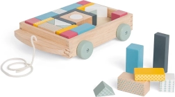 Bigjigs Toys hölzerlicher Ziehwagen mit Bauklötzen