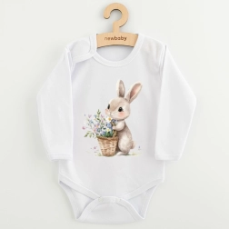 Baby-Body aus Baumwolle mit Hasen- und Blumen-Print, Größe 86