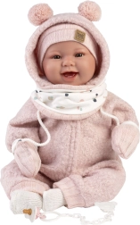 Llorens New Born realistische Babypuppe mit Geräuschen, weicher Stoffkörper 44 cm