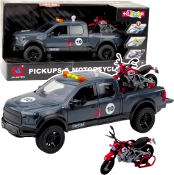 Pickup mit Motorrad mit Licht- und Soundeffekten