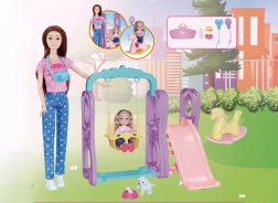 Puppe auf dem Spielplatz 30 cm mit Zubehör