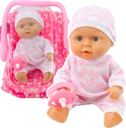 Puppe Baby mit Trage, Schlafanzug, Mütze, Schnuller Rosa