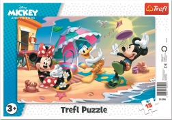 Trefl Puzzle Mickey und Minnie – Spaß am Strand, 15 Teile