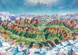 Heye Puzzle Map Art: Bergwelt in den Alpen 2000 Teile