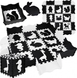 Schaumstoff-Puzzle – kontrastierende Kinder-Spielmatte Tiere 120 × 120 cm