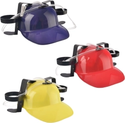 Bier-Partyhelm aus Kunststoff mit zwei Getränkehaltern (Farbmix)