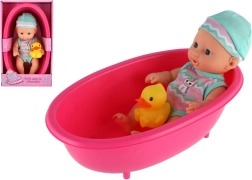 Baby-Puppe in Badewanne mit Entchen 22 cm