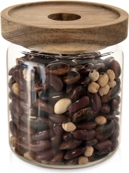 Glas-Vorratsdose mit Holzdeckel und Dichtung 730 ml