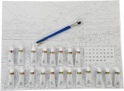 Malen nach Zahlen – Tukan 40 × 50 cm mit gespanntem Leinwandrahmen und Set aus Acrylfarben