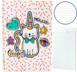 Notizbuch mit Einhornkatze in rosa Mustern A5