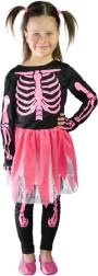 Kinderkostüm rosa Skelett Halloween S