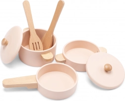 Set aus Kindergeschirr aus Holz – rosa